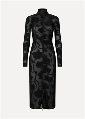 Lurex jersey zip kjole Black Petunias Stine Goya 